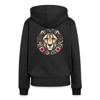 Guépard Fleurs de guépard - Sweat à capuche Premium bio Femme - noir - Dos - Julia (174cm)