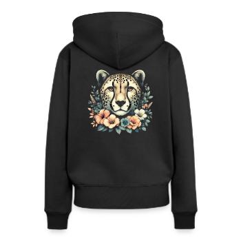 Guépard Fleurs de guépard - Sweat à capuche Premium bio Femme - noir - Dos - Julia (174cm)