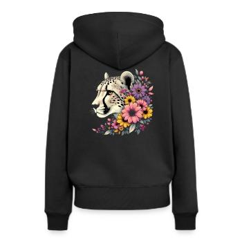 Guépard Fleurs de guépard - Sweat à capuche Premium bio Femme - noir - Dos - Julia (174cm)