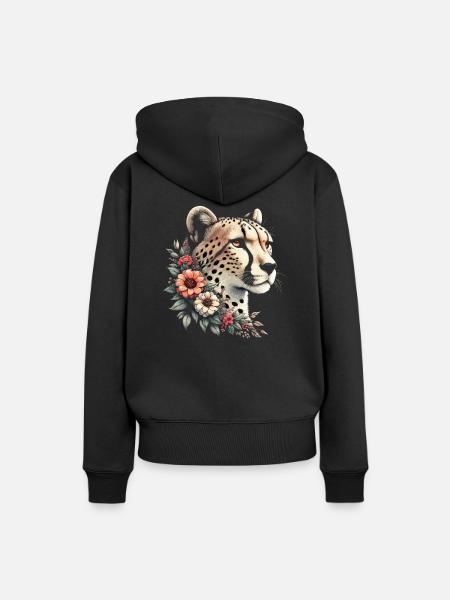 Cheetah Gepard - Frauen Premium Bio Hoodie - Schwarz