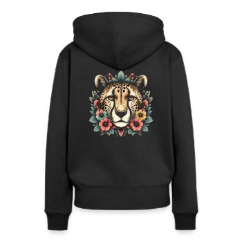 Guépard Fleurs de guépard - Sweat à capuche Premium bio Femme - noir - Dos - Julia (174cm)