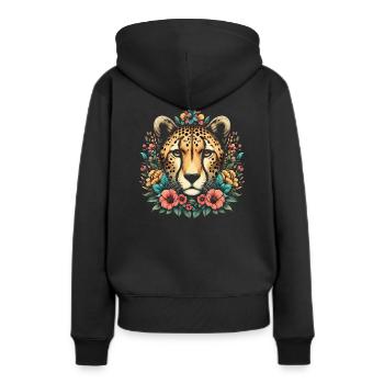 Guépard Fleurs de guépard - Sweat à capuche Premium bio Femme - noir - Dos - Julia (174cm)