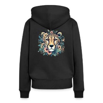 Guépard Fleurs de guépard - Sweat à capuche Premium bio Femme - noir - Dos - Julia (174cm)