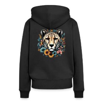 Guépard Fleurs de guépard - Sweat à capuche Premium bio Femme - noir - Dos - Julia (174cm)