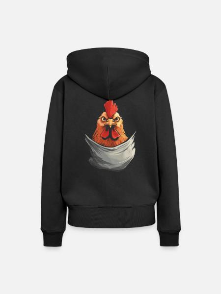 Chicken In Pocket - Frauen Premium Bio Hoodie - Schwarz
