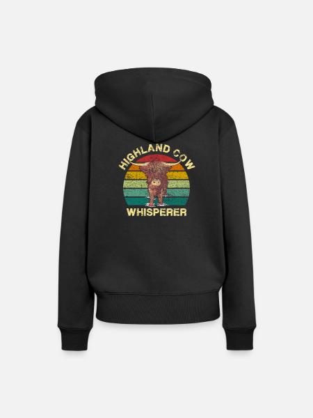 Schottisches Hochlandrind - Dame Premium hoodie, økologisk bomuld - sort