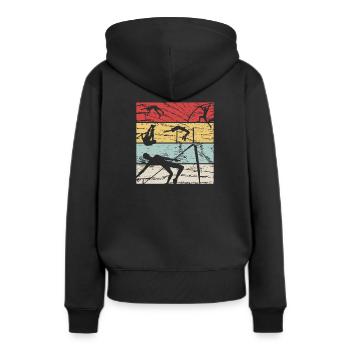 Hochsprung Retro - Frauen Premium Bio Hoodie - Schwarz - Hinten - Julia (174cm)