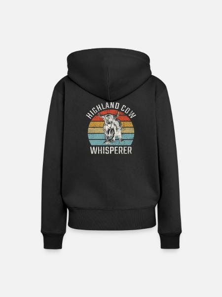 Schottisches Hochlandrind Retro - Frauen Premium Bio Hoodie - Schwarz