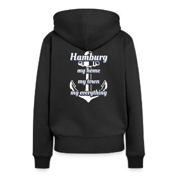 Hambourg dit ville hanséatique de Hambourg - Sweat à capuche Premium bio Femme - noir - Dos - Julia (174cm)