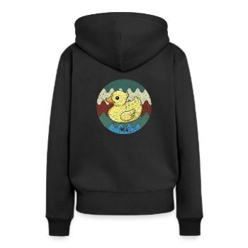Badeente Retro - Frauen Premium Bio Hoodie - Schwarz - Hinten - Julia (174cm)