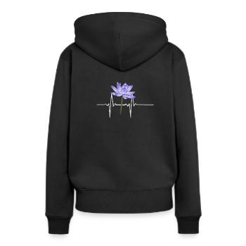Lila Blumen Gärtnerin - Frauen Premium Bio Hoodie - Schwarz - Hinten - Julia (174cm)