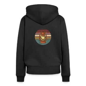 Camping Lanterne Rétro - Sweat à capuche Premium bio Femme - noir - Dos - Julia (174cm)