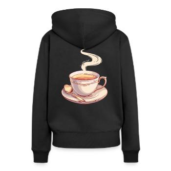 Thé dans une tasse à thé classique rétro - Sweat à capuche Premium bio Femme - noir - Dos - Julia (174cm)