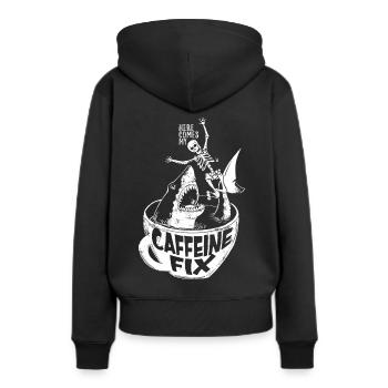 Caffeine Shark - Sweat à capuche Premium bio Femme - noir - Dos - Julia (174cm)