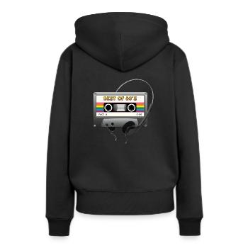 cassette audio années 80 casque - Sweat à capuche Premium bio Femme - noir - Dos - Julia (174cm)