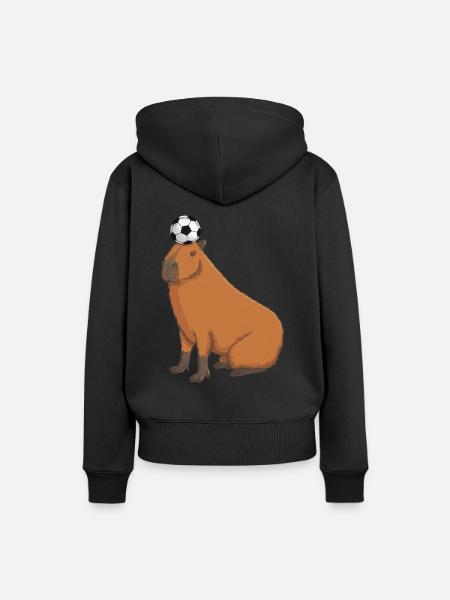 Capybara Fußball - Frauen Premium Bio Hoodie - Schwarz