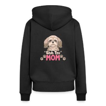 Shih Tzu Shih Tzu Mom - Frauen Premium Bio Hoodie - Schwarz - Hinten - Julia (174cm)