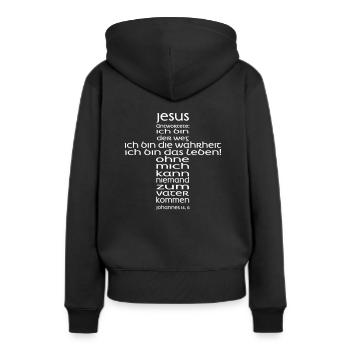 Je suis le chemin - Sweat à capuche Premium bio Femme - noir - Dos - Julia (174cm)