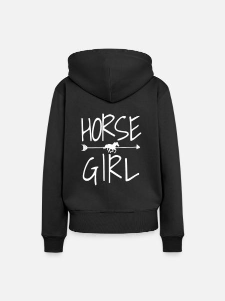 Pferd - Frauen Premium Bio Hoodie - Schwarz