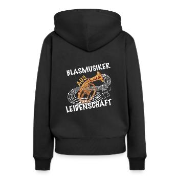 Blasmusiker aus Leidenschaft Tenor - Frauen Premium Bio Hoodie - Schwarz - Hinten - Julia (174cm)