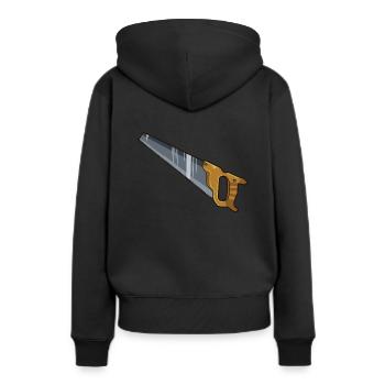 Säge - Frauen Premium Bio Hoodie - Schwarz - Hinten - Julia (174cm)
