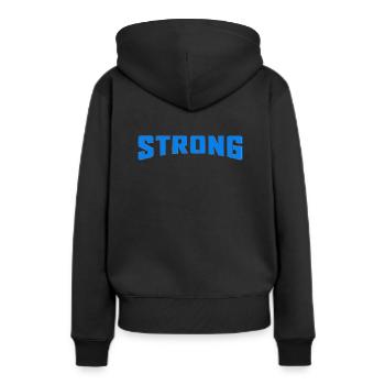 Starkes T-Shirt für Damen & Herren Bio - Frauen Premium Bio Hoodie - Schwarz - Hinten - Julia (174cm)