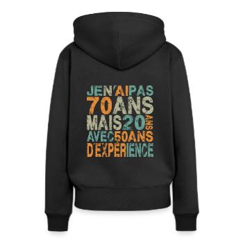 70 ans, anniversaire 70 ans - Sweat à capuche Premium bio Femme - noir - Dos - Julia (174cm)