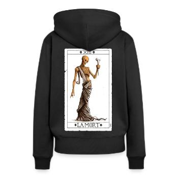 l’Arcane sans Nom - Sweat à capuche Premium bio Femme - noir - Dos - Julia (174cm)