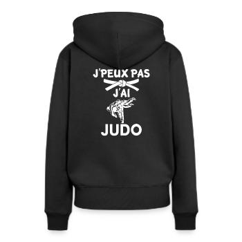 J'peux pas j'ai Judo - Sweat à capuche Premium bio Femme - noir - Dos - Julia (174cm)