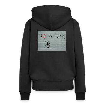 Banksy No future - Art Streetart - Original - Sweat à capuche Premium bio Femme - noir - Dos - Julia (174cm)