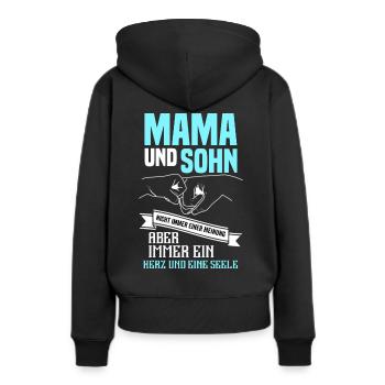 Mom and son, always a heart and a soul - Women’s Premium Organic Hoodie - black - Back - Julia (174cm)