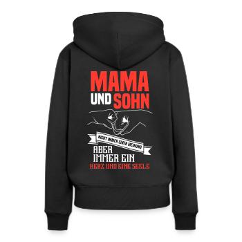 Mama und Sohn - Frauen Premium Bio Hoodie - Schwarz - Hinten - Julia (174cm)