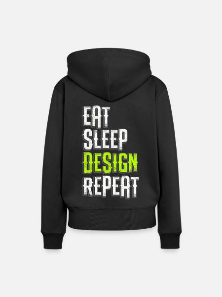 Eet slaapontwerp Graphic Artist Artist Designer - Vrouwen Premium Bio hoodie - zwart