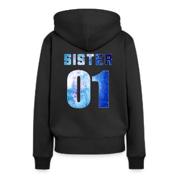 sister 01 sister 02 sister 03 Galaxy style - Frauen Premium Bio Hoodie - Schwarz - Hinten - Julia (174cm)