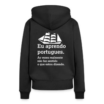 Ich lerne Portugiesisch - Frauen Premium Bio Hoodie - Schwarz - Hinten - Julia (174cm)