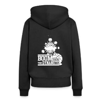 BASKETBALL BASKETBALL BASKETBALL BASKETBALL BASKET - Frauen Premium Bio Hoodie - Schwarz - Hinten - Julia (174cm)