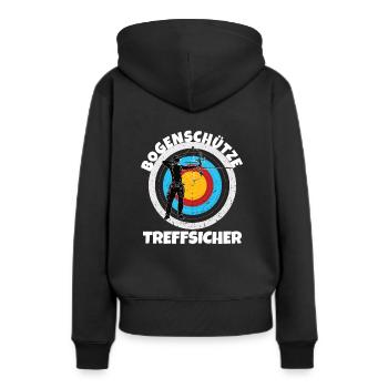 Bogenschütze - Frauen Premium Bio Hoodie - Schwarz - Hinten - Julia (174cm)