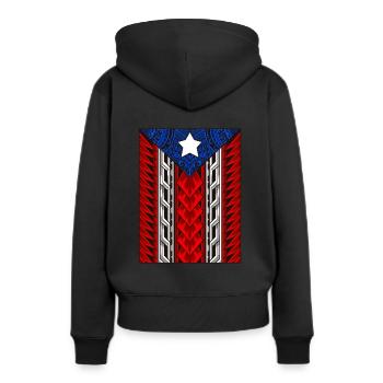 Porto Rican Tribal Flag - Modern Boricua - Sweat à capuche Premium bio Femme - noir - Dos - Julia (174cm)