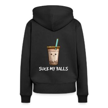 Sucer mes couilles - Sweat à capuche Premium bio Femme - noir - Dos - Julia (174cm)