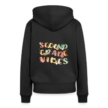 Vibrations de deuxième année - Retour à l’école - Sweat à capuche Premium bio Femme - noir - Dos - Julia (174cm)