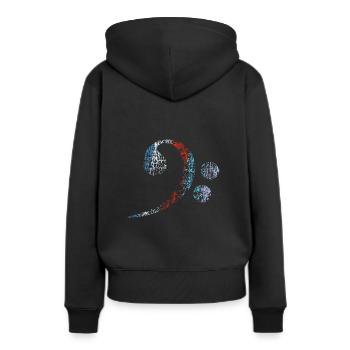 Bassschlüssel, Bass Clef vintage distressed - Frauen Premium Bio Hoodie - Schwarz - Hinten - Julia (174cm)