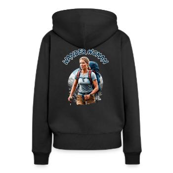 Wander Woman - Frauen Bergsteigen Wandern - Frauen Premium Bio Hoodie - Schwarz - Hinten - Julia (174cm)