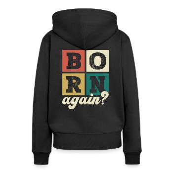 Jesus Christus Christliches Geschenk Wiedergeboren - Frauen Premium Bio Hoodie - Schwarz - Hinten - Julia (174cm)