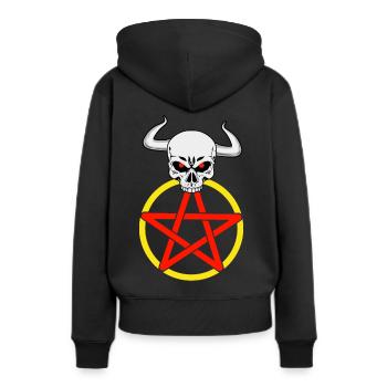 Satan satanique diable Pentagramme Cornes horreur - Sweat à capuche Premium bio Femme - noir - Dos - Julia (174cm)