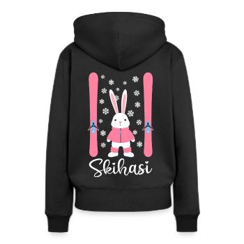 Skihasi Skihase Skiurlaub Wintersport Hase Schnee - Frauen Premium Bio Hoodie - Schwarz - Hinten - Julia (174cm)