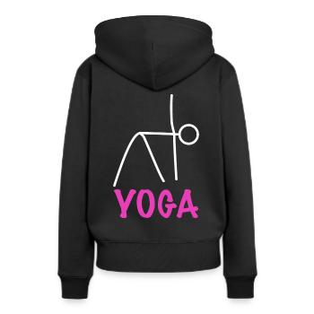 Exercice de yoga - Sweat à capuche Premium bio Femme - noir - Dos - Julia (174cm)