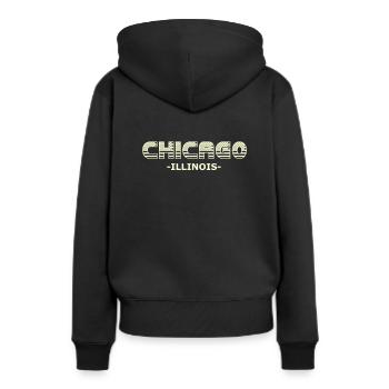 Chicago - Sweat à capuche Premium bio Femme - noir - Dos - Julia (174cm)