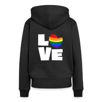LGBT Gay Pride Coeur Heart Arc-en-ciel Amour Amour - Sweat à capuche Premium bio Femme - noir - Dos - Julia (174cm)