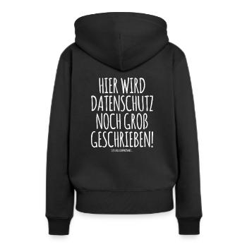 Hier wird Datenschutz noch groß geschrieben DSB - Frauen Premium Bio Hoodie - Schwarz - Hinten - Julia (174cm)