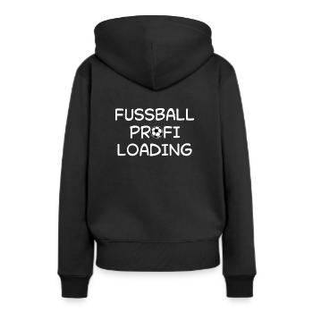 Papa loading Fussball Profi Fußballschuh - Frauen Premium Bio Hoodie - Schwarz - Hinten - Julia (174cm)